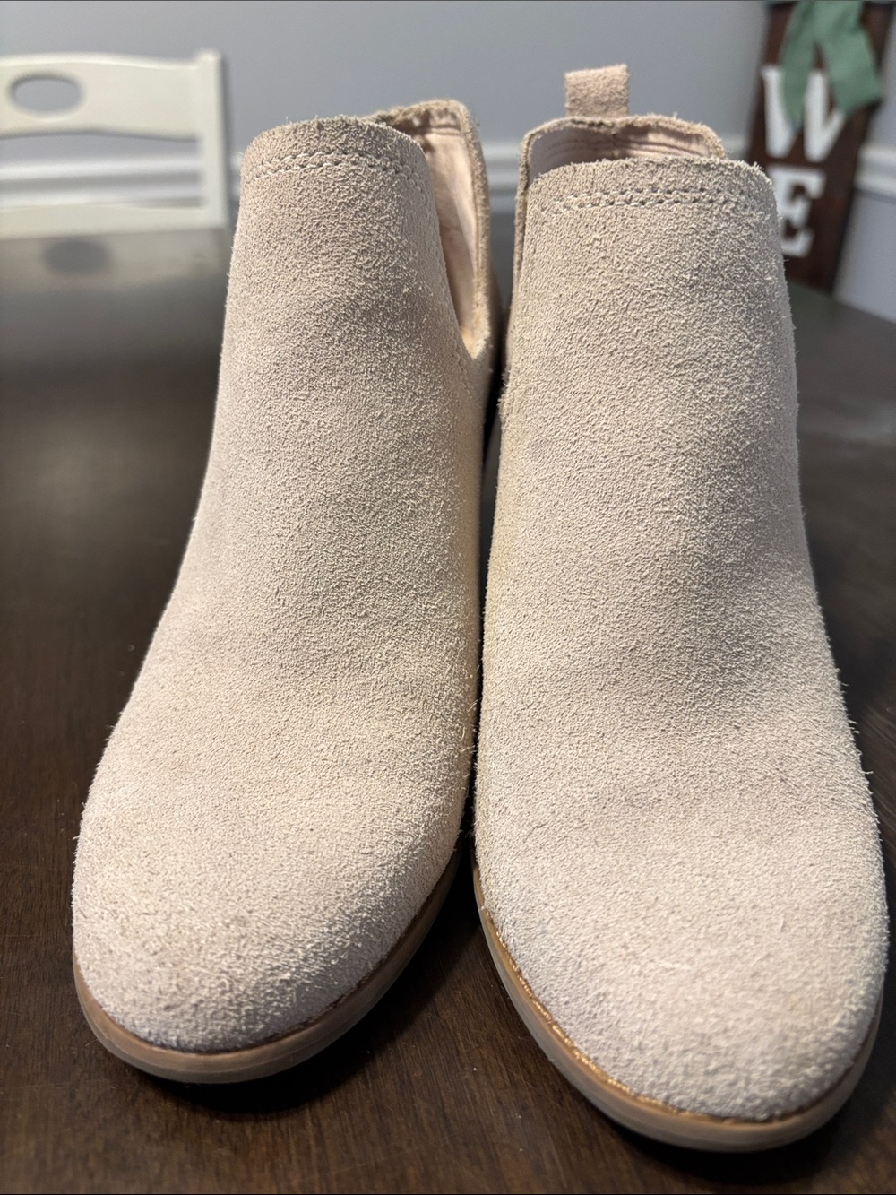 Toms Beige Suede Ankle Booties